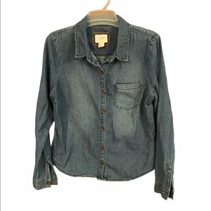 I Love H81 Oversized Chambray Buttondown Shirt Fade-out Blue Soft M